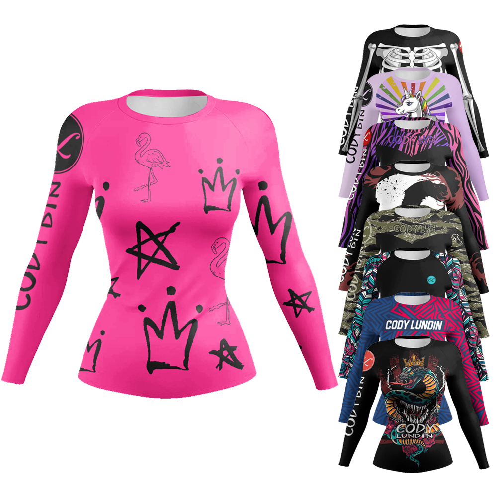 Cody Lundin Женская спортивная одежда с длинным рукавом No-Gi Jiu Jitsu Rash Guard BJJ Рашгард Компрессионные спортивные футболки Повседневная блузка