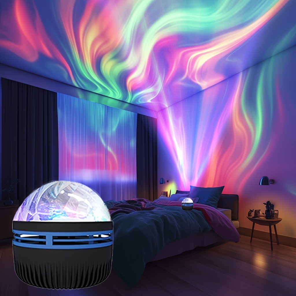 Luz de proyección mágica ondulada de agua/Aurora sonhadora, proyector de Control remoto de 7 colores, luz nocturna de ambiente colorida alimentada por Usb