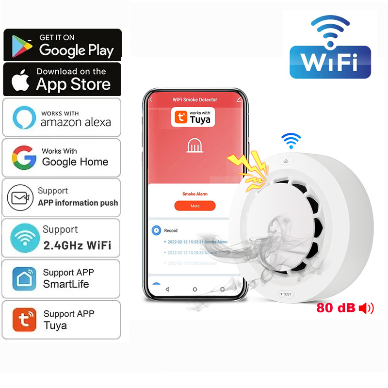 Tuya WiFi Rookmelder Brandbeveiliging Rookmelder Rookhuis Combinatie Brandalarm Home Security System Brandweerlieden
