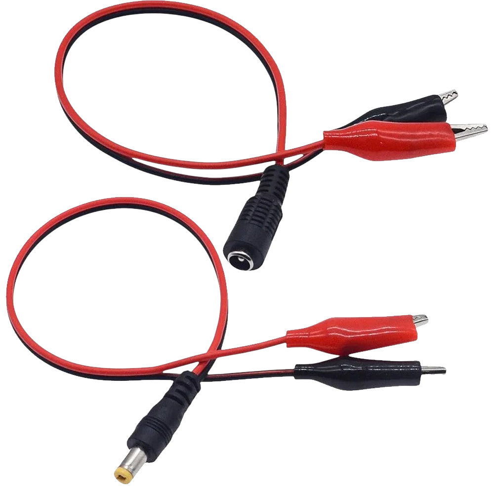 1 Uds 2 pinzas de cocodrilo a 1 adaptador de conector de clavija de alimentación CC macho o hembra cable de 25CM CC 5,5*2,1mm Clips cables de prueba de cocodrilo