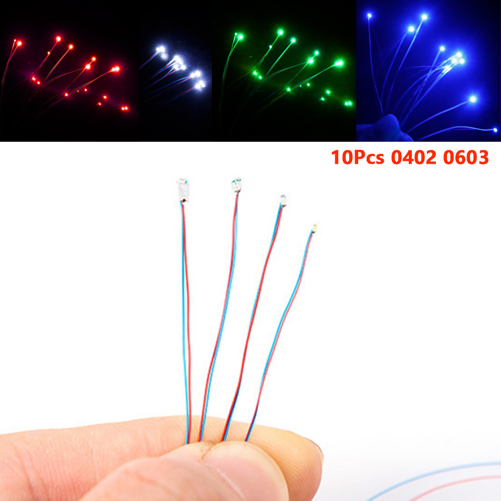 10 шт./лот DIY Micro SMD светодиодная лампа проводная светодиодная 0402 0603 предварительно припаянный микро-лиц проводной чип 30 см 3 В железнодорожная модель сцены комплект игрушек