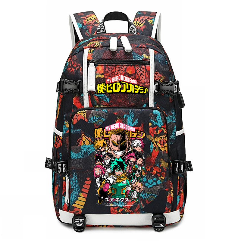 Mochila escolar con estampado de anime My Hero Academia, mochila unisex de gran capacidad para niños y niñas, mochila informal de viaje