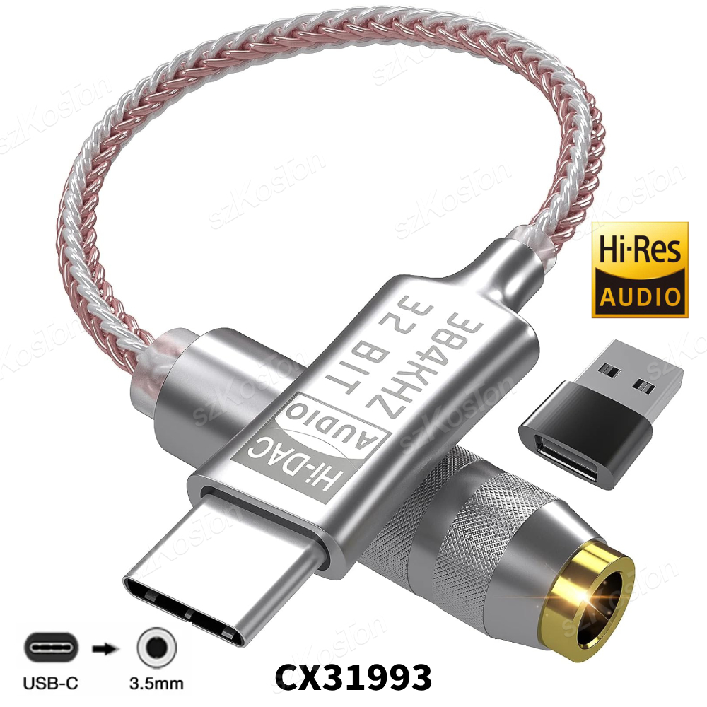 CX31993 HiFi USB tipo C a 3,5mm amplificador de auriculares DAC decodificador de Audio IEM AMP adaptador de teléfono móvil convertidor tipo C 32b/384kHz