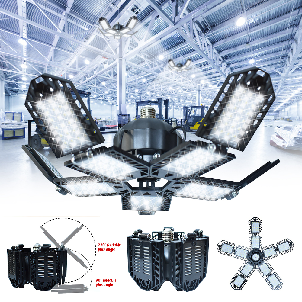 E27 LED ที่มีประสิทธิภาพโรงรถ 180W ไฟทํางานพับได้ 15000 LM สําหรับห้องนั่งเล่นโกดังโรงรถเพดานอุตสาหกรรม