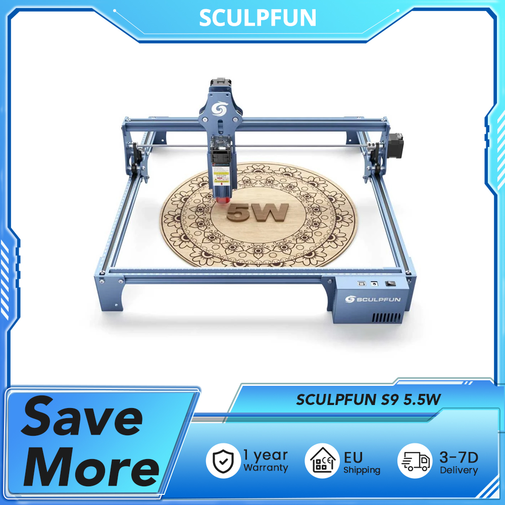 SCULPFUN S9 5.5W Grawerka laserowa 0.06mm Ultra-cienki skompresowany punkt, laser diodowy, 0.08mm Wysoka precyzja, obszar grawerowania 410*420mm