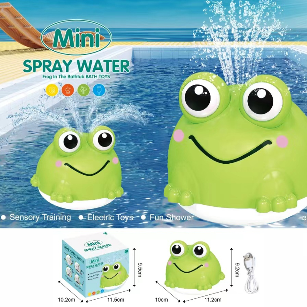 Juguete de baño de rana con detección automática, con botón de luz LED, batería/recargable por USB, juguete para juegos acuáticos para Baby Shower, regalos para niños