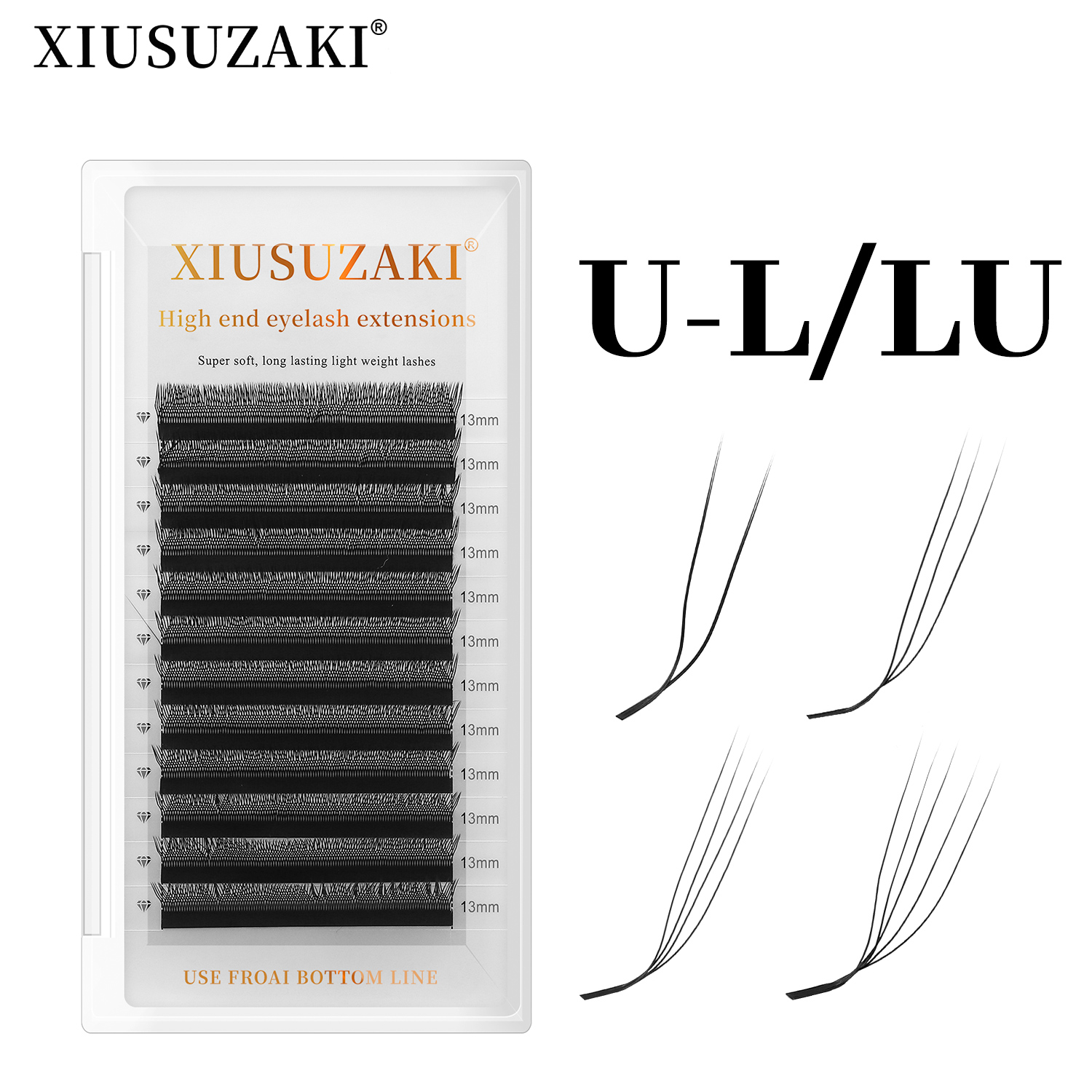 XIUSUZAKI L/LU/M Curl U-Shaped YY 3D 4D 5D W Eyelash Extensions U/W Lashes Extension Mink Premade Volume Fans False Eyelashes