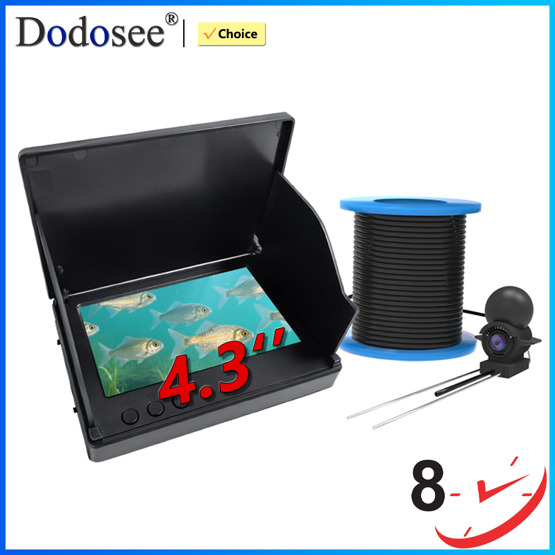Dodosee 220 °   Caméra de pêche sous-marine portative 1080P 4.3 ''LCD détecteur de poisson Portable détecteur de profondeur de poisson eau avec Vision nocturne