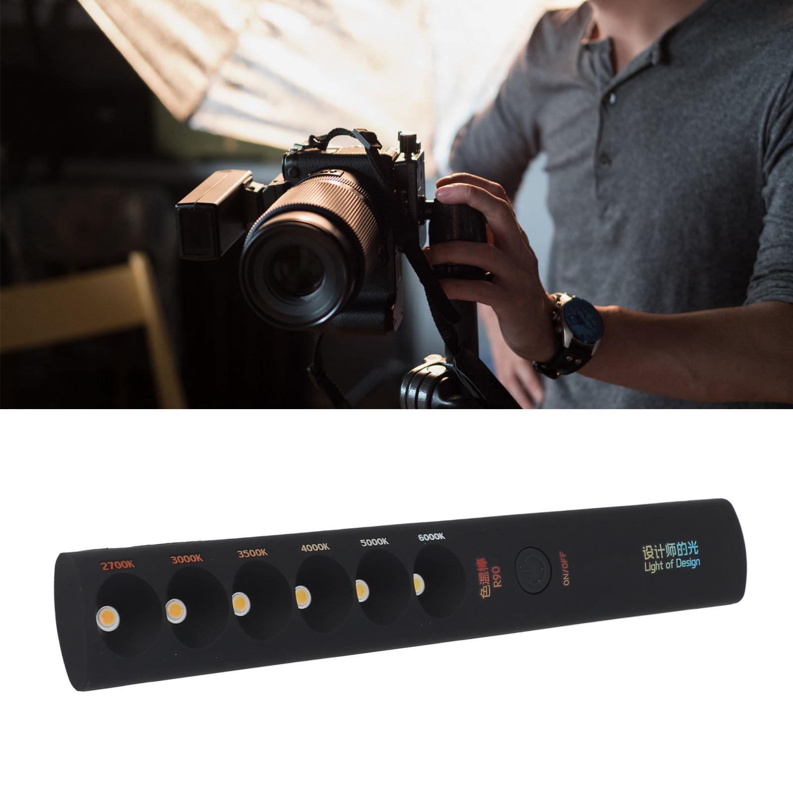 Vara portátil de temperatura de cor 2700K-6000K recarregável 6 modos de luz de preenchimento profissional para vídeo/fotografia