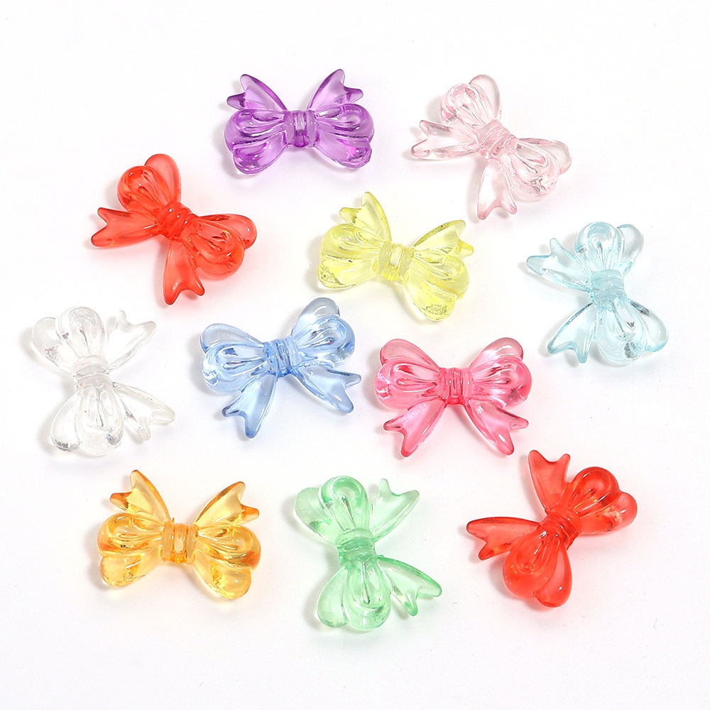 30 Stück/Lot 14x18mm Mehrfarbige Transparente Schleifen-Acrylperlen DIY Handgemachter Schmuck Ohrringe Schlüsselanhänger Material Zubehör