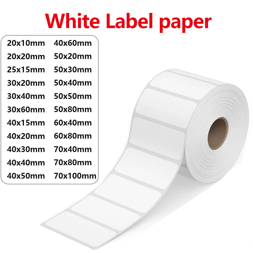 1ROll WHITE Label Sticker Thermal Paper for Munbyn Nelko PM220  M110 M220 M200 E210 P50 PM220 DETONG P1 WP9520 Maker