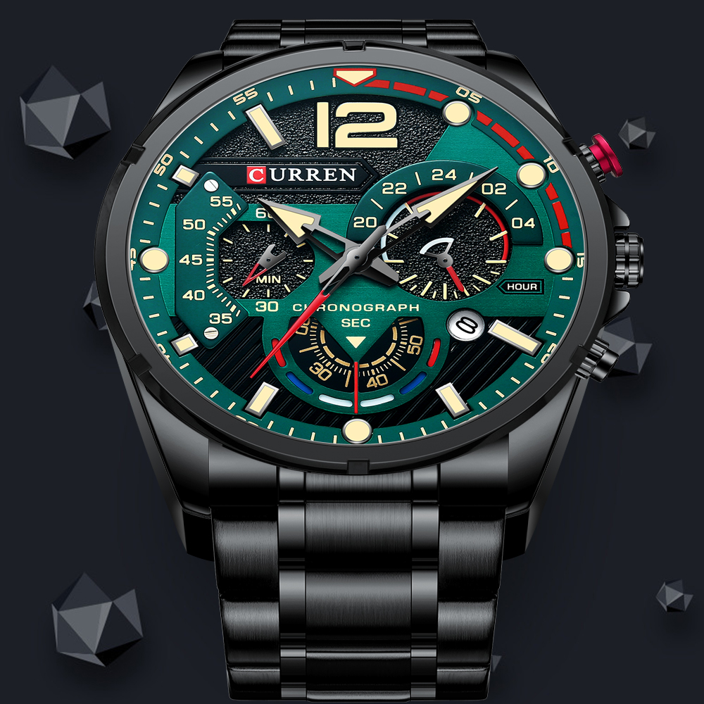 Relógio de pulso de quartzo masculino cronógrafo pulseira de aço inoxidável moda esportes relógios masculinos mãos luminosas legal relogio masculino