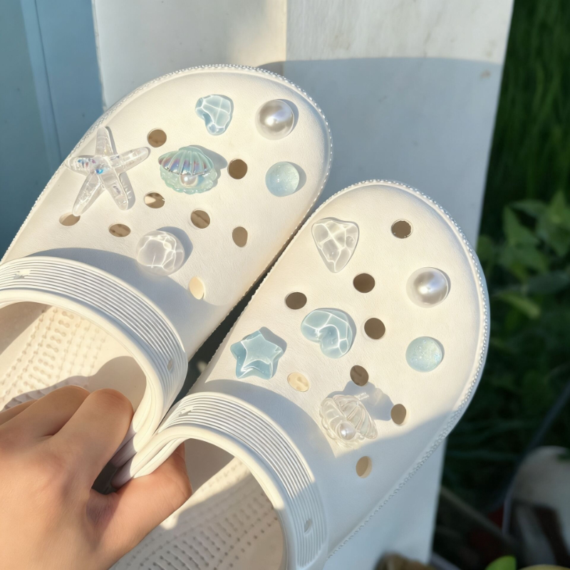 12 Buah Aksesori Gesper Sepatu Berlubang Bentuk Bintang Laut untuk Sepatu Musim Panas Anak Perempuan, Aksesori Sepatu Dekoratif Hadiah DIY yang Dapat Dilepas
