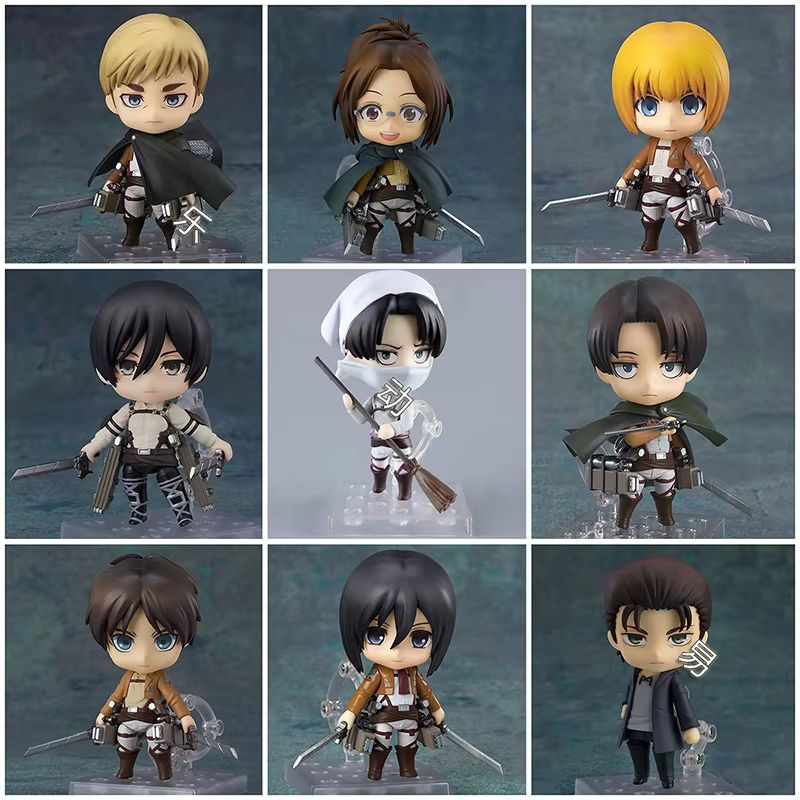 Figurine version Q d'anime Attack On Titan 1123 #   Hange Zoe 2000 #   Figurine de bureau Eren Jaeger et Mikasa Ackerman – Ornement et cadeau