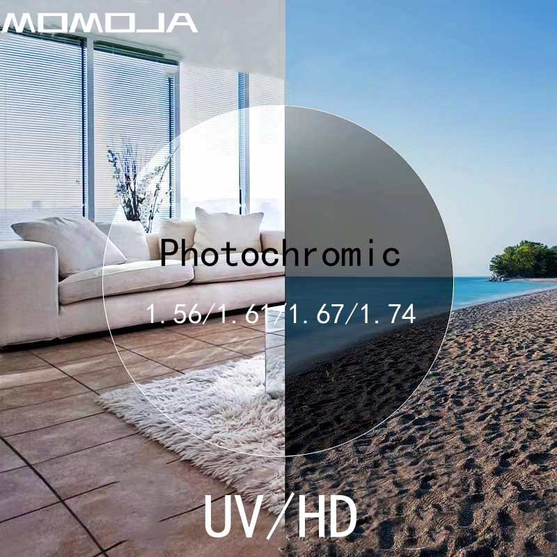 MOMOJA 1.56/1.61/1.67/1.74 Anti-kras Anti-reflectie Anti-ultraviolet HD Bijziendheid Verziendheid Kameleon Meekleurende Lens 1 Paar