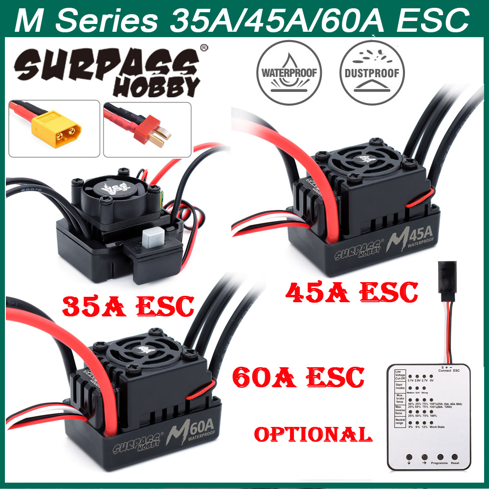 2025 nouveau Surpass Hobby série M 35A 45A 60A étanche ESC 2-3S pour 1/10 1/12 1/14 1/16 voiture RC F540 3650 moteur sans balais