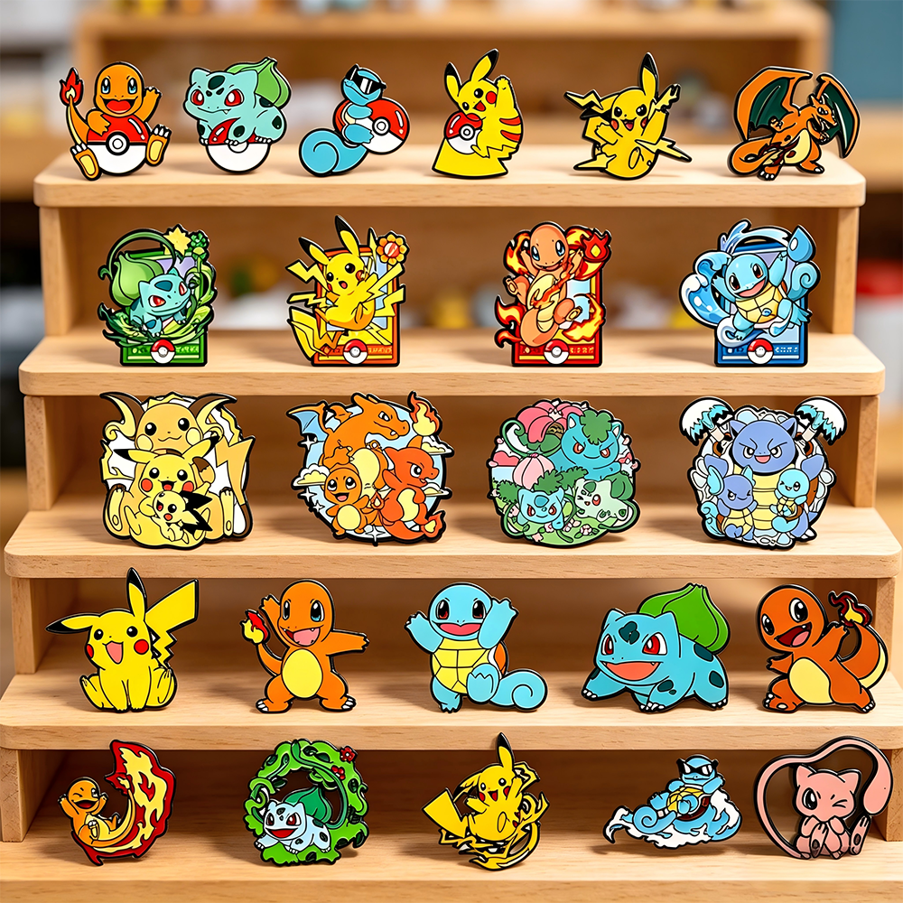8pcs Cute Anime Character Enamel Pins Cool Cartoon Badges Brooches for Women's Clothing Jewelry Accessory Kids Gift