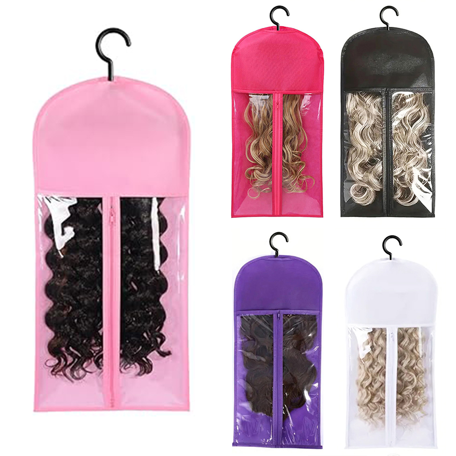 1 Stück/3 Stück/6 Stück Haarverlängerungs-Aufbewahrungstasche mit Aufhänger Transparenter Perücken-Organizer Staubdichter Halter für Haarteile