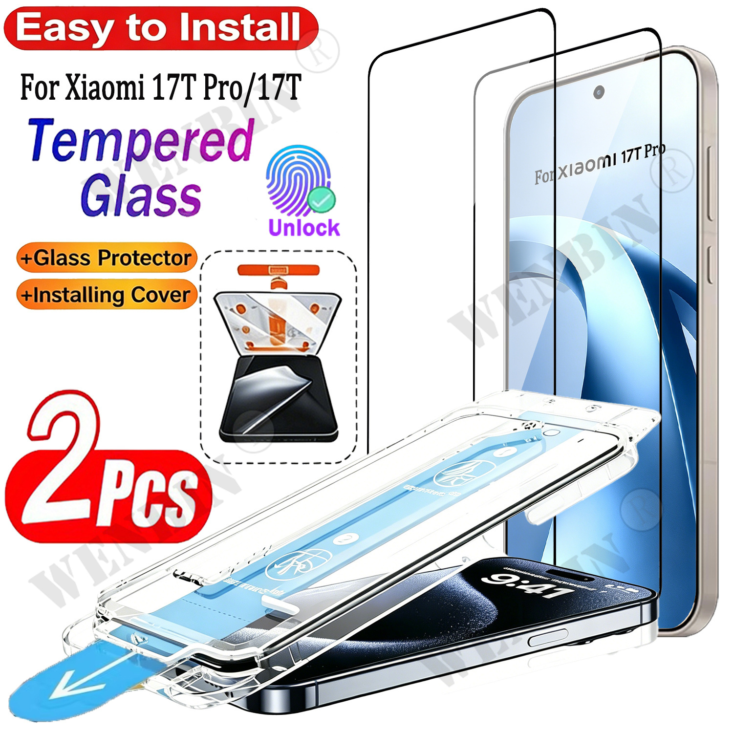 2 PCS Screen Protector For Xiaomi 17T Pro Fingerprint Unlock Tempered Glass