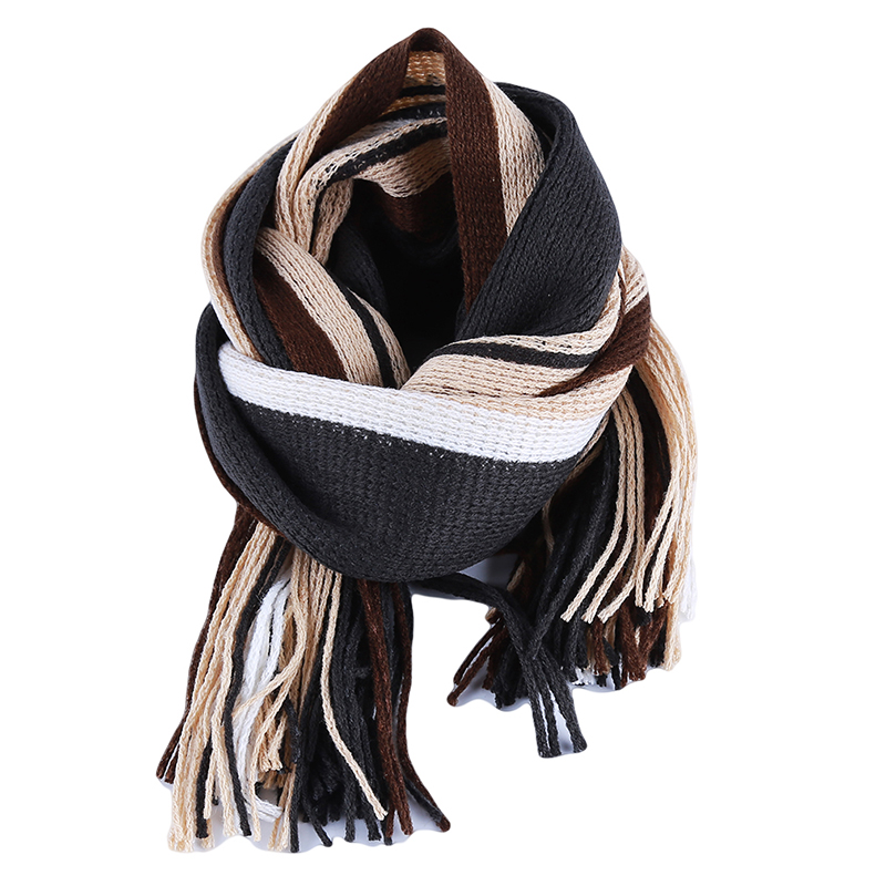 Bufanda de diseñador de moda para hombre, chal clásico de Cachemira, cálido, suave, a rayas con flecos, borla, calentador de cuello, Invierno