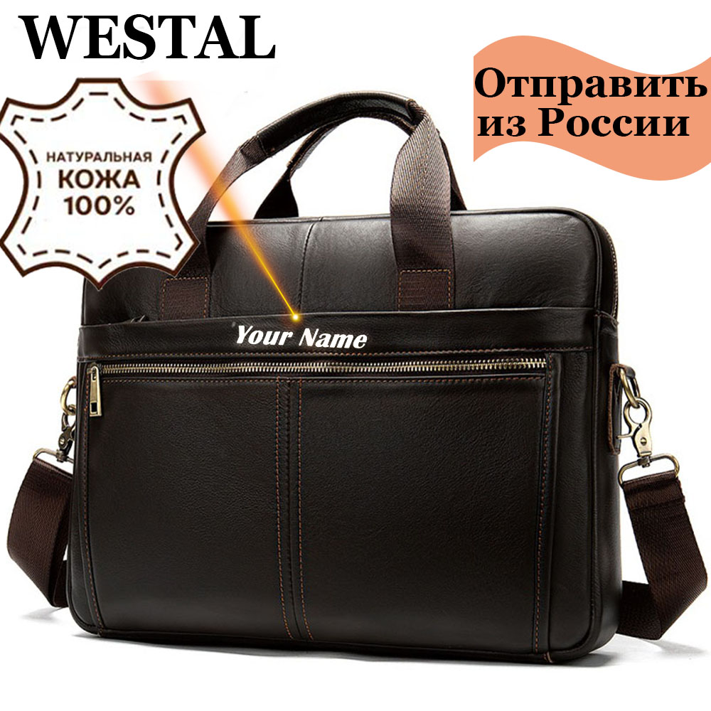WESTAL teczka męska torba męska z prawdziwej skóry torba na laptopa 14 torby na komputer Briecases na dokumenty skórzane Messenger Totes torby