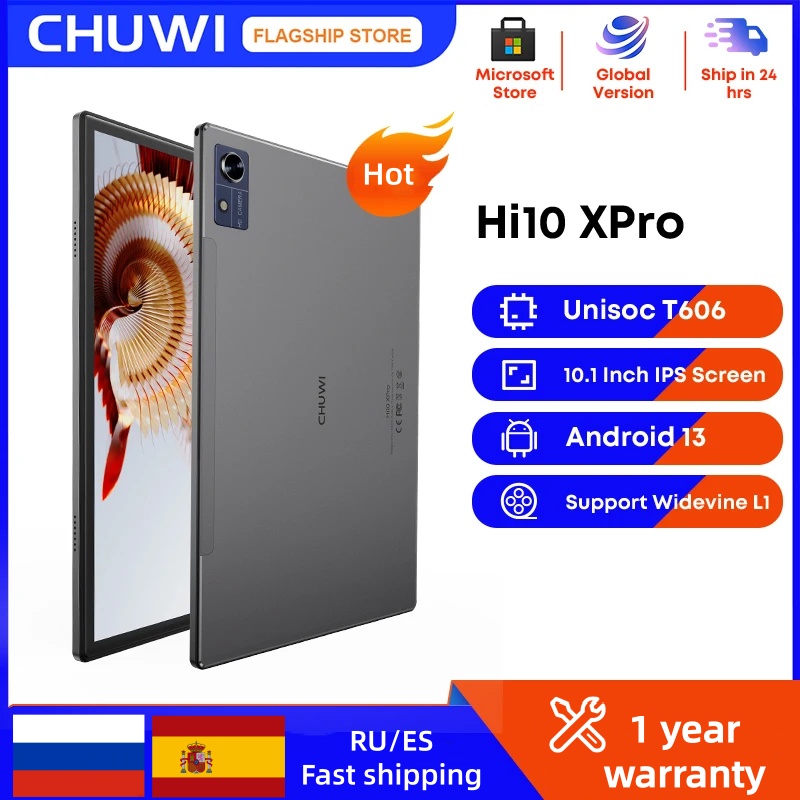 CHUWI Hi10X Pro Tablet 4G LTE Android 13 Widevine L1 10,1" IPS Core Unisoc T606 4GB RAM 128GB ROM Tablets 2,4G/5G Wifi 7000Mah