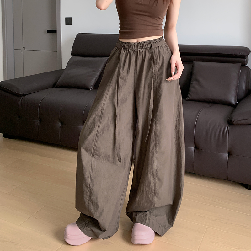 Dames koelbroek van nylon-katoenmix, wijde lantaarnbroek, lichtgewicht, koel gevoel, trendy broek, zomerbroek
