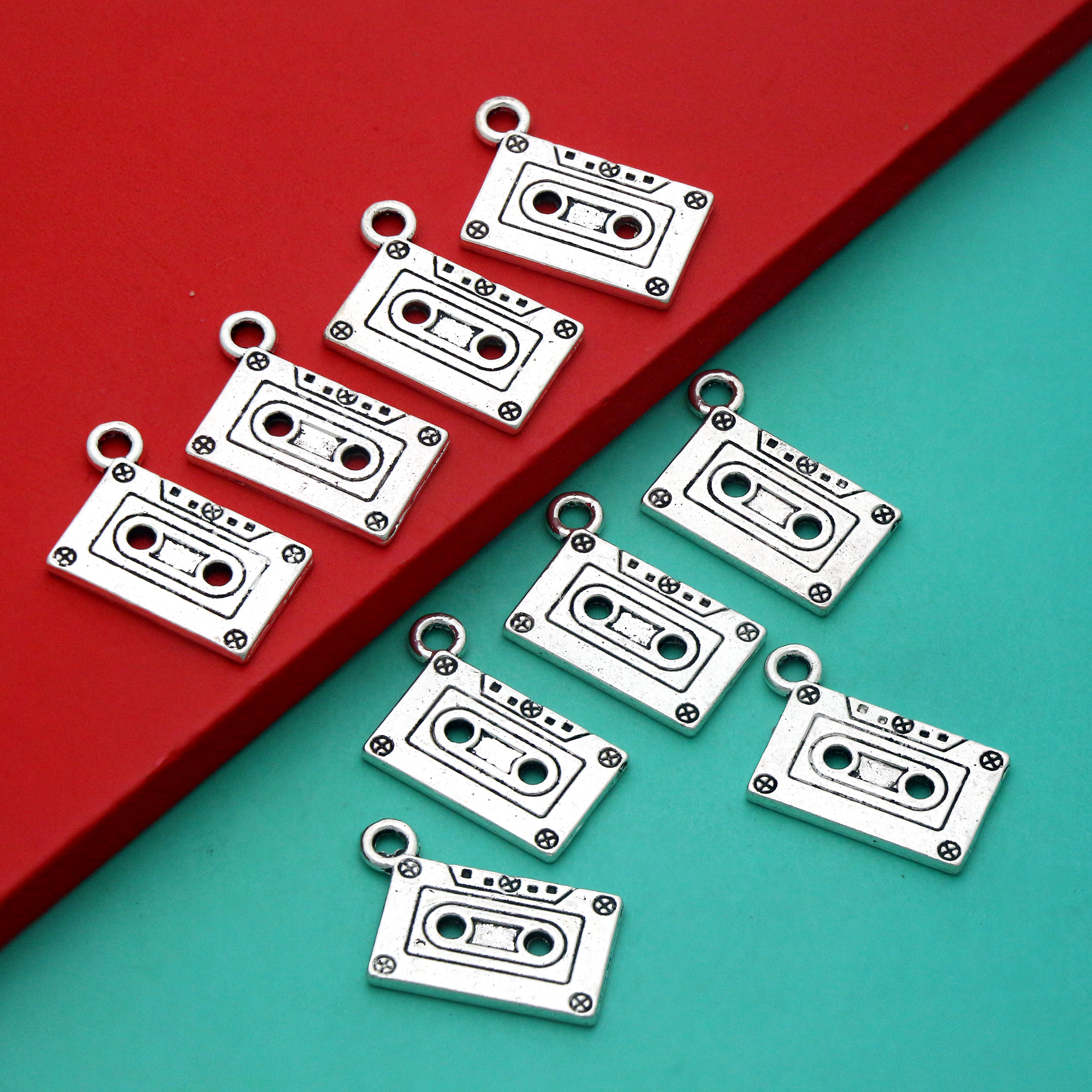 Rubans de cassette audio Pmot23 x 16mm, accessoire exécutif de bijoux argentés anciens L258, 9 pièces