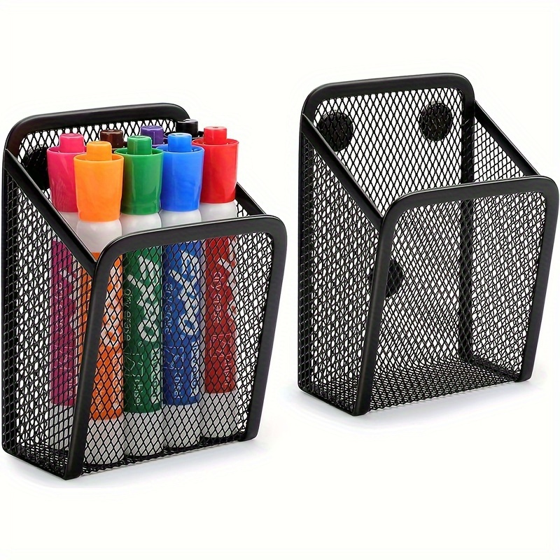 Strong Magnetic Storage Basket, Desktop Pen Holder, Fridge Storage Organizer, Desk File Sorter, Metal Mesh Stationery