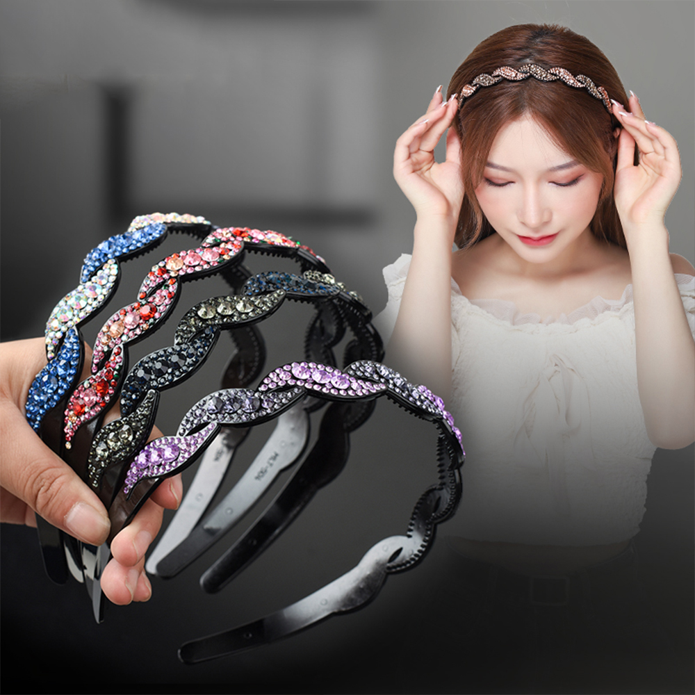 Fascia per capelli lunetta antiscivolo strass fiore ondulazione cerchio per capelli in cristallo fascia per capelli da donna fascia per capelli accessori per capelli per ragazze copricapo