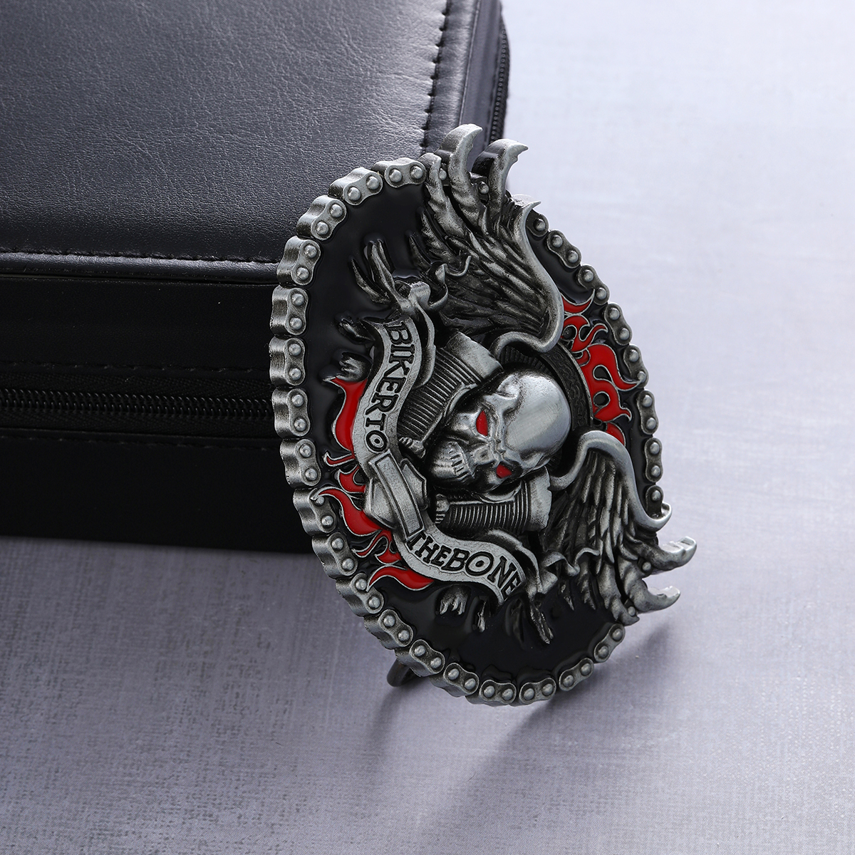 Western retro relief novelty ghost fire alloy with embossing fashion punk style smooth belt buckle accessories
