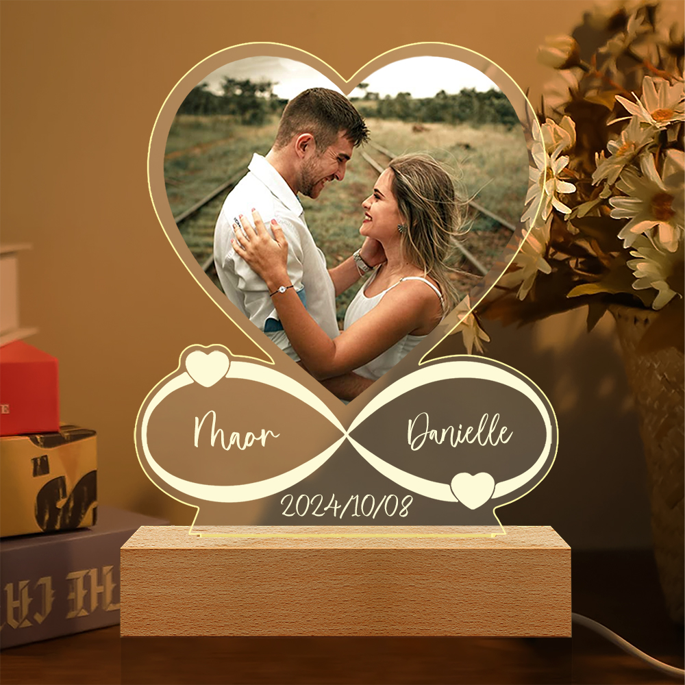 Regalos de aniversario para mujeres, hombres, parejas, foto personalizada, marco de amor, placa acrílica personalizada, artículos de regalo del Día de San Valentín para él y ella