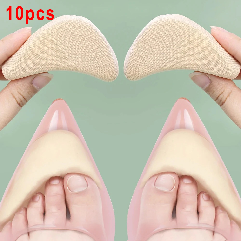 10 unidades de almohadillas de esponja para el antepié, ajustables para mujer, para reducir el tamaño del calzado, alivio del dolor, relleno para tacones altos, plantillas y cojines para el antepié y los dedos.