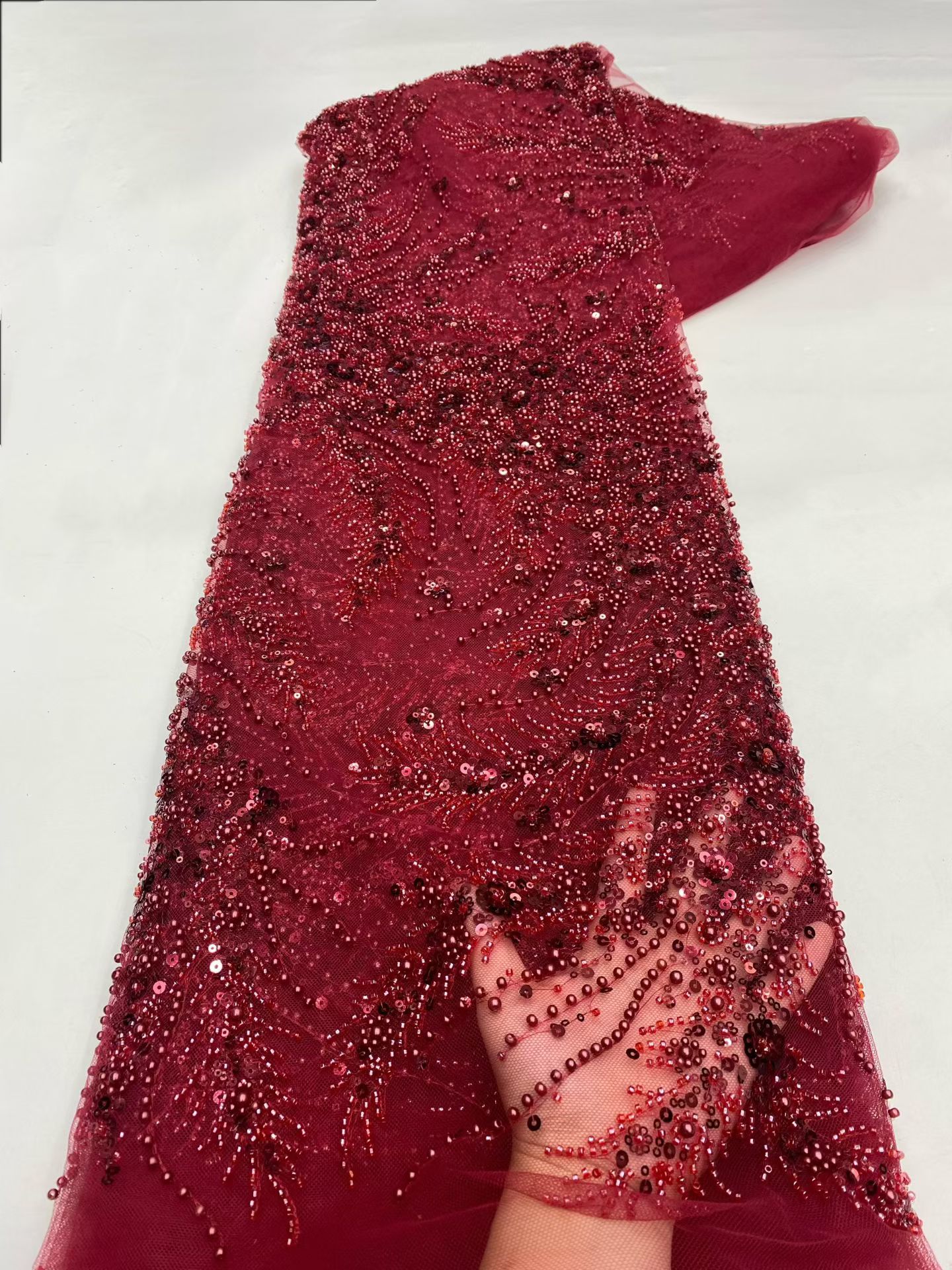 Tela de encaje africana de lujo con lentejuelas para novio, tela de encaje con cuentas francesas nigerianas de alta calidad para coser vestidos de boda M200-1 2026