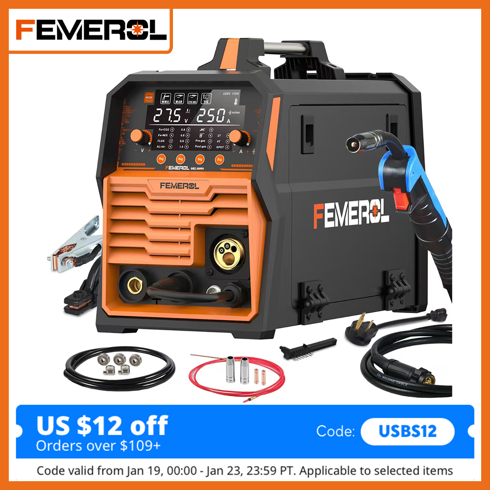 FEMEROL 6 In 1 Gas MIG Gasloze Flux Core Stick Lift TIG Puntlassen Spool Gun Compatibel Aluminium Lasmachine 110 V/220 V