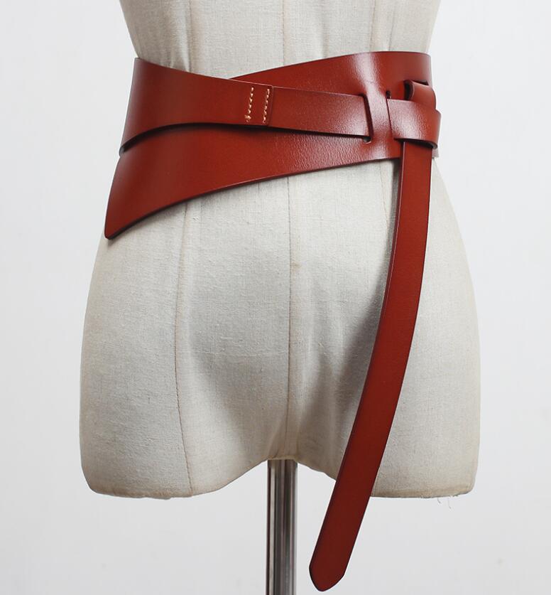 Fajas de piel auténtica para mujer, corsés femeninos, cinturones de cintura, cinturón ancho de decoración, R3097