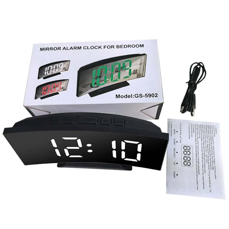 Reloj Electrónico Digital LED con Retroiluminación, Números Grandes, Alarma, Temperatura, Calendario, Lámpara de Noche para Mesa de Noche, Decoración del Hogar