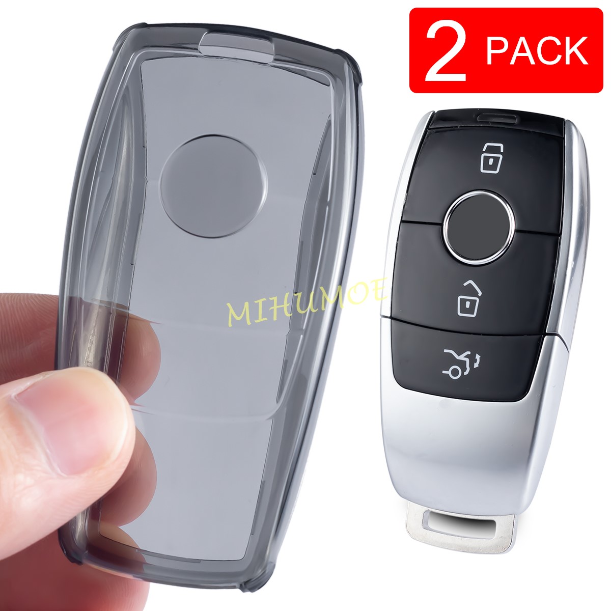 2x noir/clair Transparent voiture porte-clés housse pour Mercedes Benz A C E S G classe GLC CLE CLA GLB GLS W177 W205 W463 C253 V167