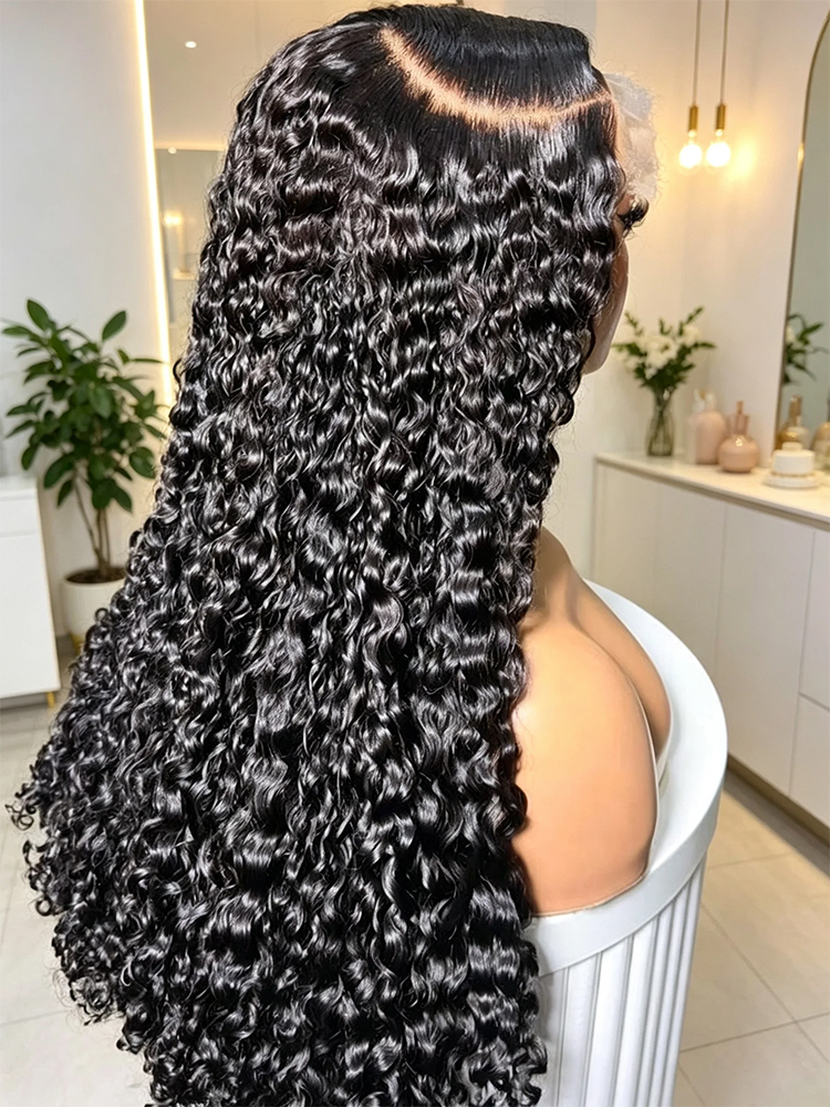 Peluca frontal de encaje 13x4 con densidad del 250%, ondas sueltas profundas, pre-arrancada con cabello de bebé, peluca de cabello humano transparente con ondas de agua para mujer, peluca de cabello rizado birmano de 30-38 pulgadas, peluca de cabello huma