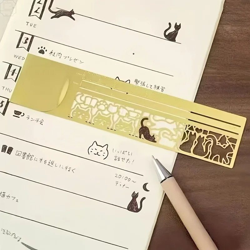 1 Stück niedliches Katzen-Lesezeichen mit doppelseitigem Lineal, kreativer Messmarker für Tagebuch, Planer, Notizen, Schreibwaren für Studenten, Weihnachtsgeschenk