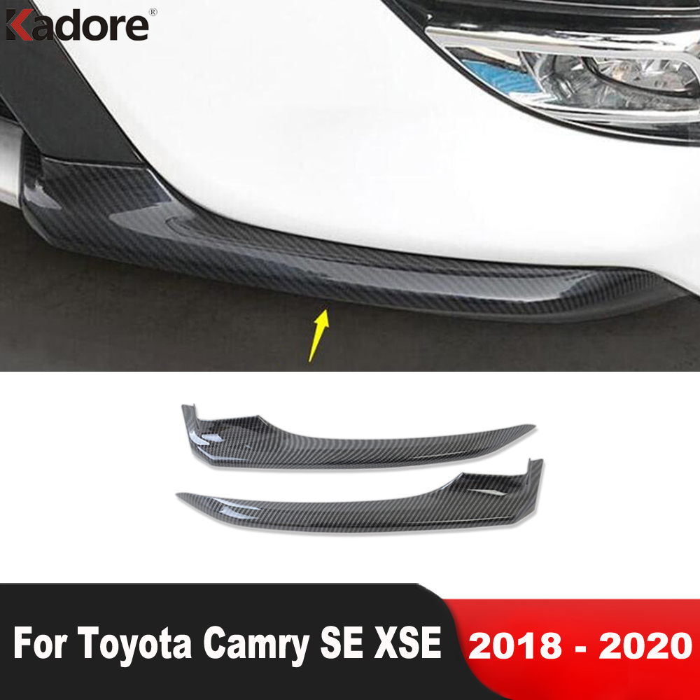 Cubierta de esquina de parachoques inferior delantero de coche, accesorios de tira de moldura embellecedora de fibra de carbono para Toyota Camry XSE 70 SE 2018 2019 2020