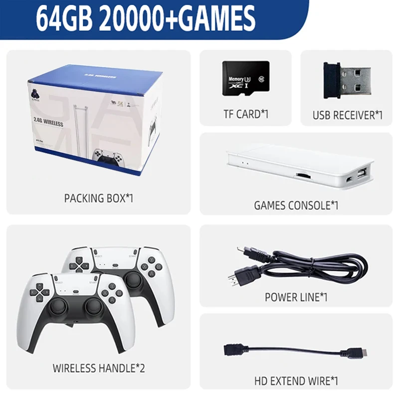 Mais de 20.000 jogos! M15 mini tv console portátil 64g de armazenamento sem fio gamepad saída hd ps1 emulador dois jogadores portátil retro jogo