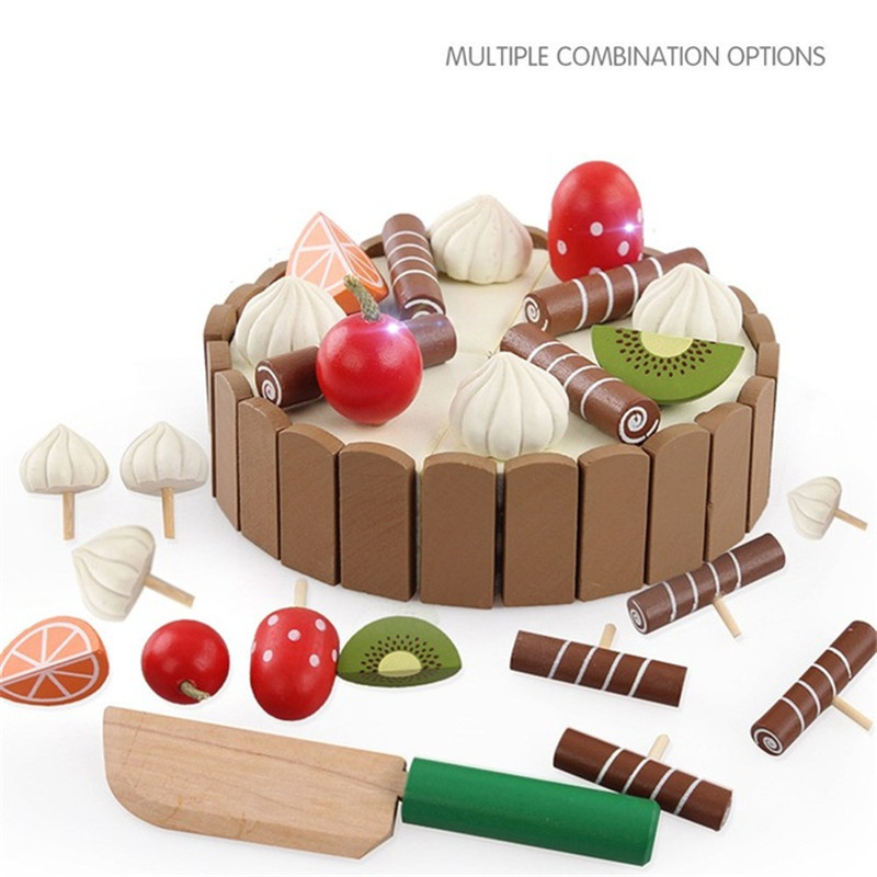 木製子供キッチンおもちゃふりおもちゃカットケーキ遊び食品子供のおもちゃ木製フルーツ調理おもちゃ赤ちゃんの誕生日の興味