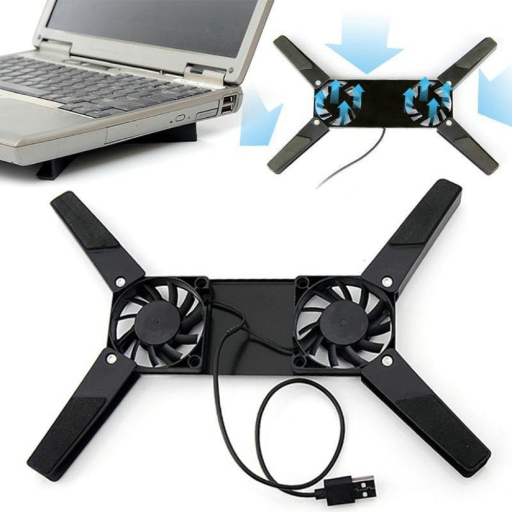 Wysokiej jakości przenośny cooler do laptopa z podwójnymi wentylatorami, cichy cooler do notebooka, składany cooler zasilany przez USB do laptopów 7-15 cali.