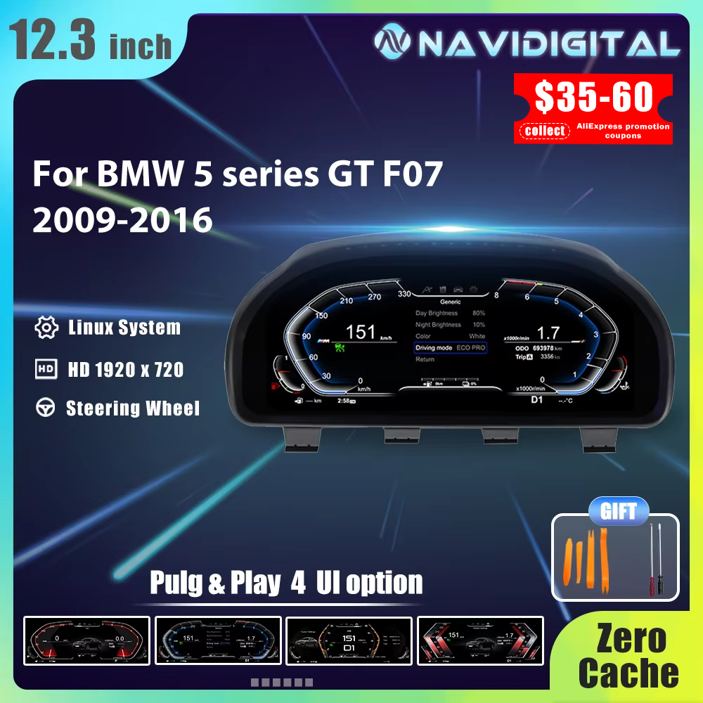 12.3'' Цифровая приборная панель для BMW F07 F10 F11 F06 F12 F13 F01 F02 F03, ЖК-панель приборов, спидометр, виртуальный кокпит, приборная панель