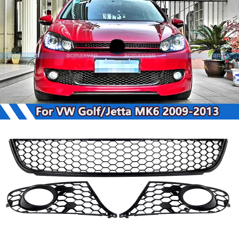 Magickit Front Lower Grille Nebelscheinwerfer Grill Abdeckung Waben Für 2009-13 VW Golf/Jetta MK6 Kühlergrill Montage Schwarz