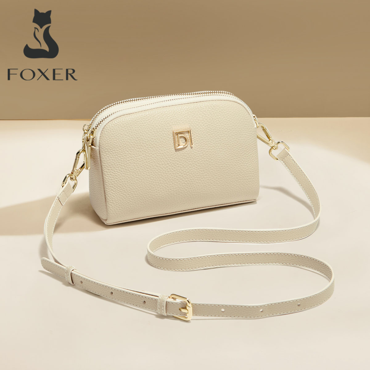 Borsa a Tracolla da Donna FOXER in Vera Pelle, Borsa Casual a Tracolla di Alta Qualità, Regalo per la Festa della Mamma