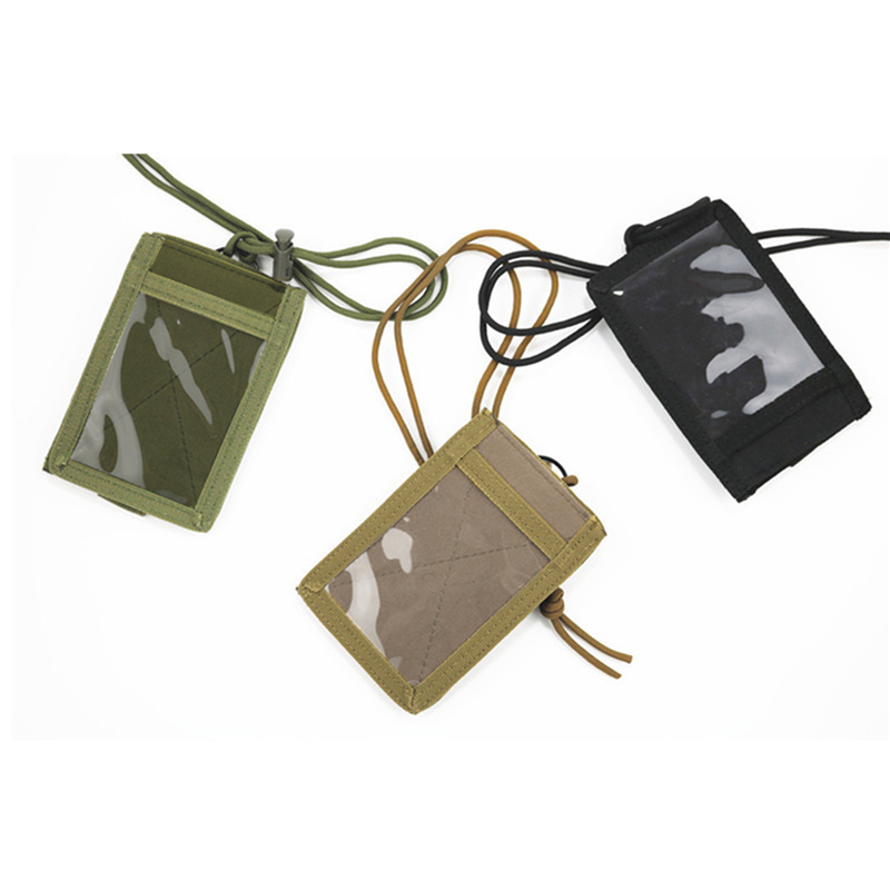 Suporte tático para cartão de identificação, gancho, guia turístico, porta-crachás, bolsa de viagem ao ar livre, bolsa de caneta e cordão de nylon