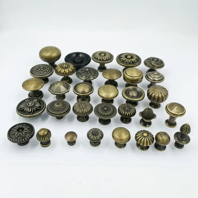 1x perillas de cajón de armario de cocina de bronce antiguo, tiradores de muebles, tiradores de caja de madera, perillas de joyero