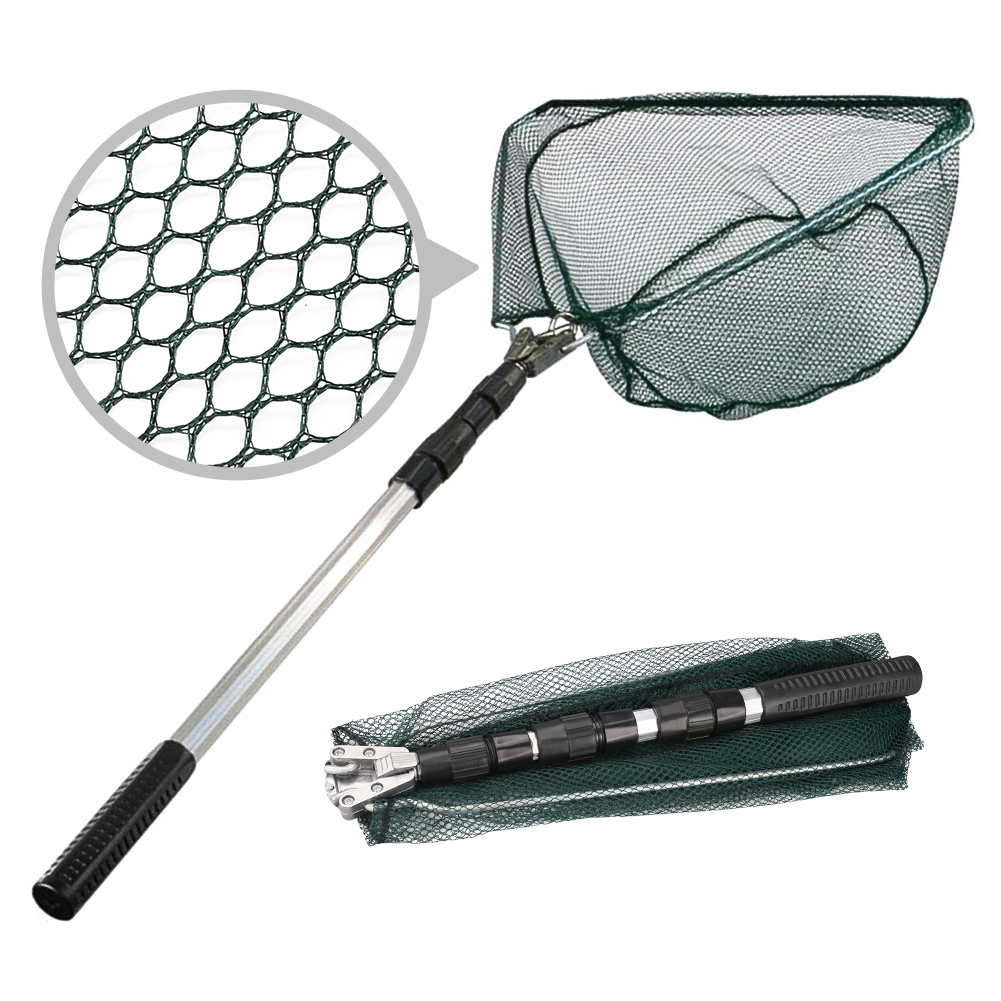 Red de pesca de aleación de aluminio de 130CM, red de aterrizaje plegable telescópica, poste retráctil para aparejos de pesca de carpa, captura y liberación